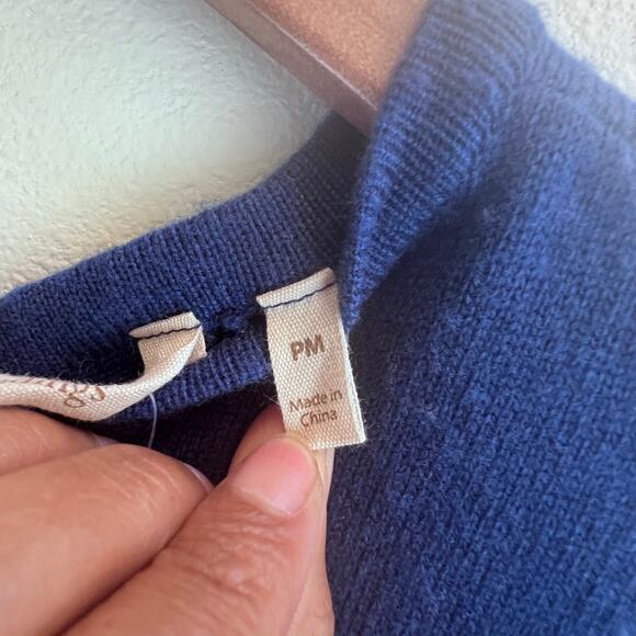 Soft Surroundings Blue Wool Blend Sweater Long Sleeve Pleated Ribbon Tie Size PM - Picture 4 of 8